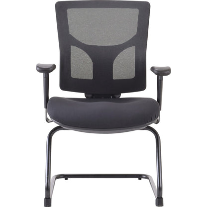 Lorell Conjure Guest Chair - Fabric, Polyurethane Foam Seat Material - Mesh Back Material - Mid Back - Sled Base - Black