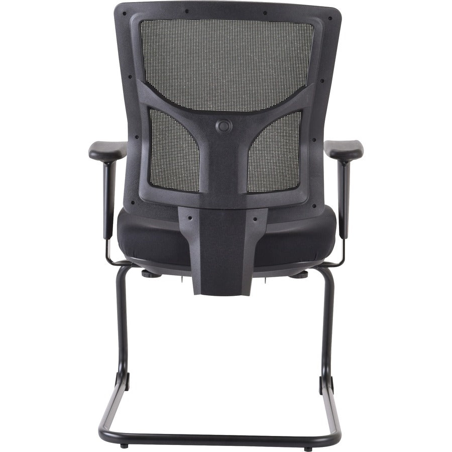 Lorell Conjure Guest Chair - Fabric, Polyurethane Foam Seat Material - Mesh Back Material - Mid Back - Sled Base - Black