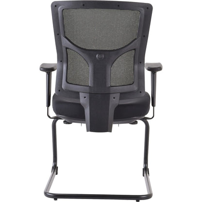 Lorell Conjure Guest Chair - Fabric, Polyurethane Foam Seat Material - Mesh Back Material - Mid Back - Sled Base - Black