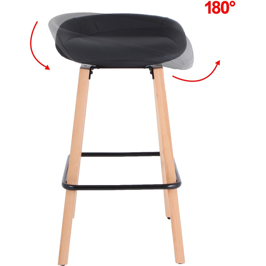 Lorell Modern Low-Back Stool - Low Back - Black - 1 Each