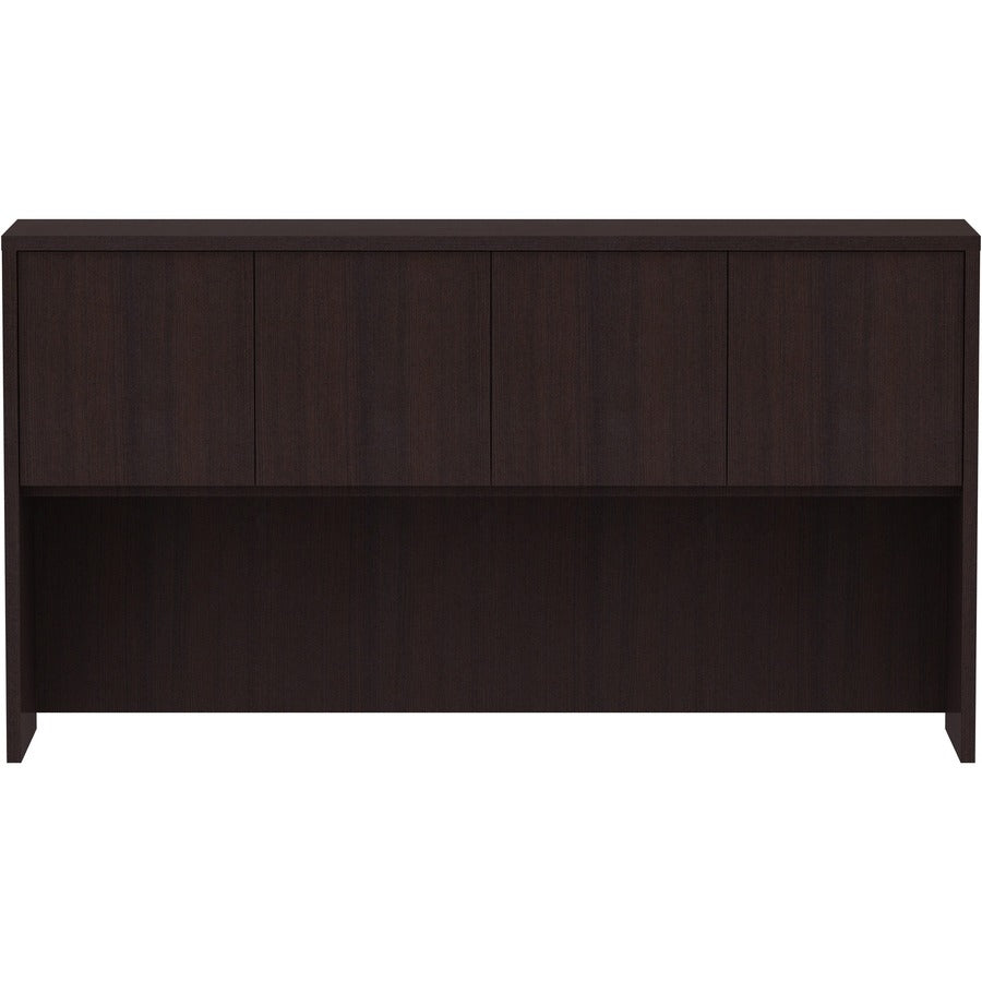 Lorell Essentials Series Stack-on Hutch with Doors - 36" Height x 66" Width x 15" Depth - 4 Door(s) - Finish: Espresso L