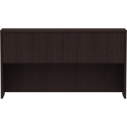 Lorell Essentials Series Stack-on Hutch with Doors - 36" Height x 66" Width x 15" Depth - 4 Door(s) - Finish: Espresso L