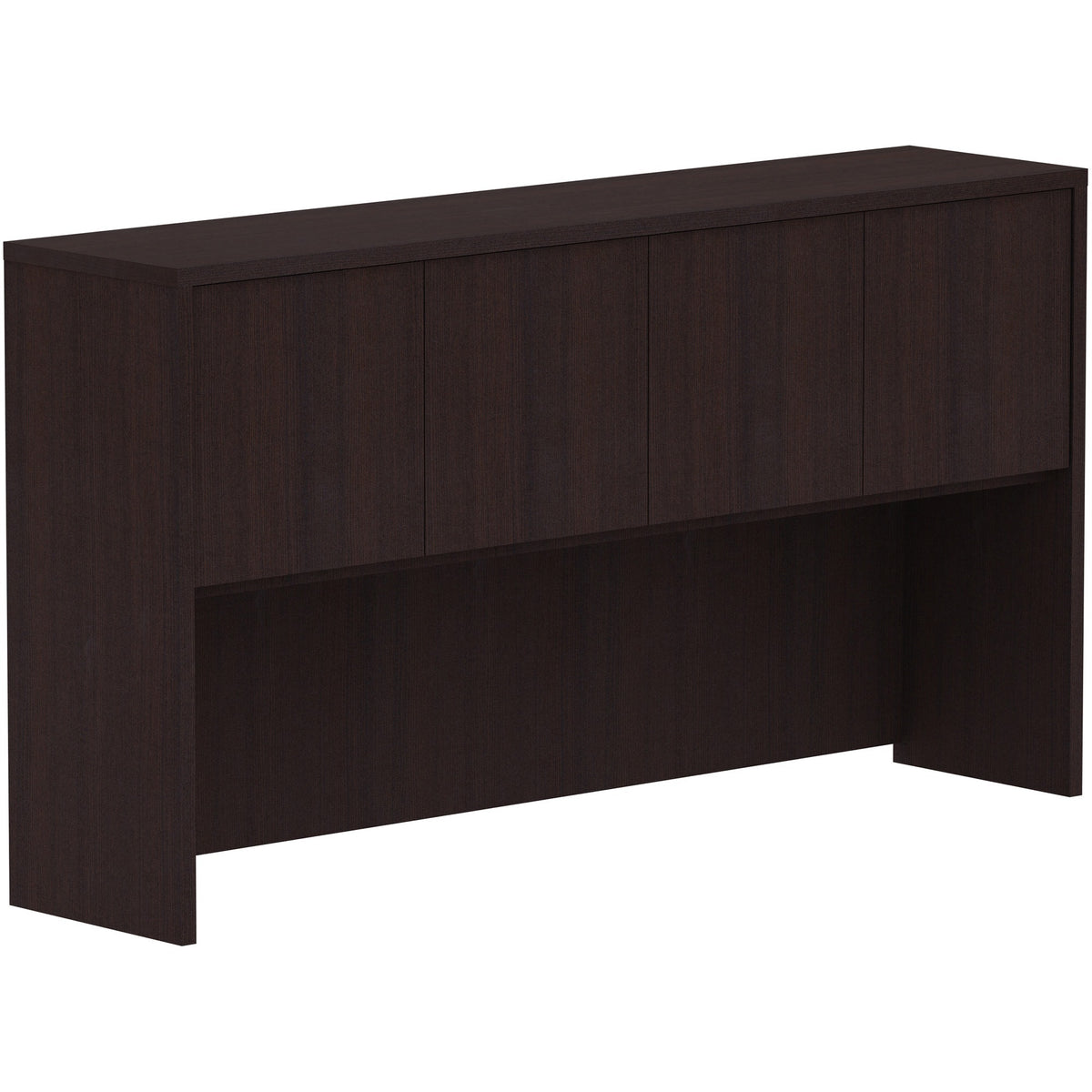 Lorell Essentials Series Stack-on Hutch with Doors - 36" Height x 66" Width x 15" Depth - 4 Door(s) - Finish: Espresso L