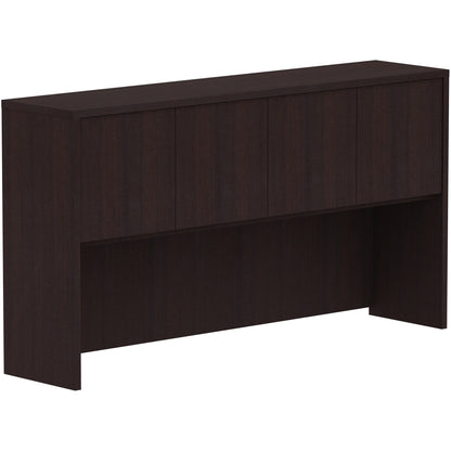 Lorell Essentials Series Stack-on Hutch with Doors - 36" Height x 66" Width x 15" Depth - 4 Door(s) - Finish: Espresso L