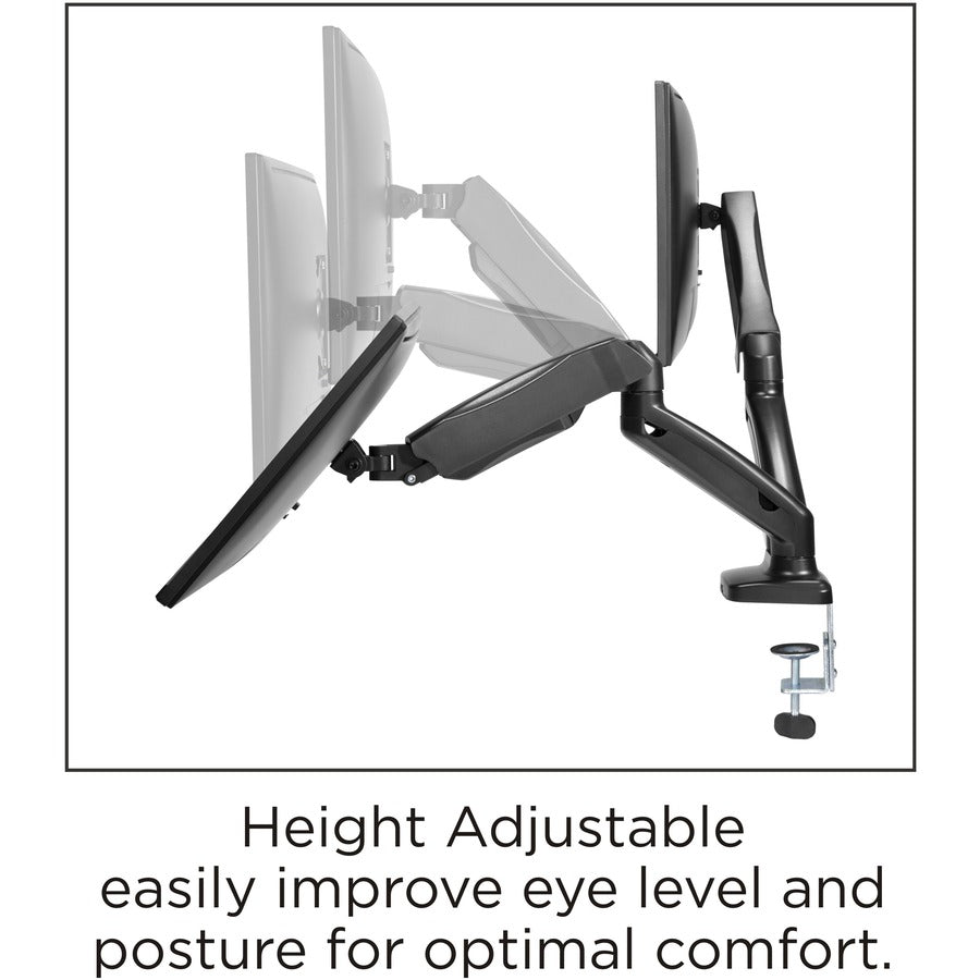 Lorell Mounting Arm for Monitor - Black - Height Adjustable - 2 Display(s) Supported - 14.30 lb Load Capacity - 75 x 75,