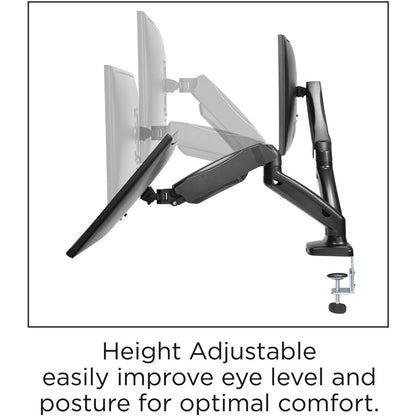 Lorell Mounting Arm for Monitor - Black - Height Adjustable - 2 Display(s) Supported - 14.30 lb Load Capacity - 75 x 75,