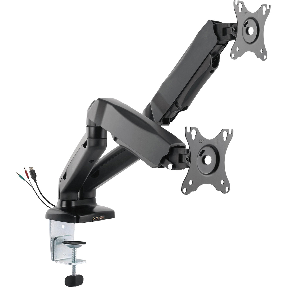Lorell Mounting Arm for Monitor - Black - Height Adjustable - 2 Display(s) Supported - 14.30 lb Load Capacity - 75 x 75,