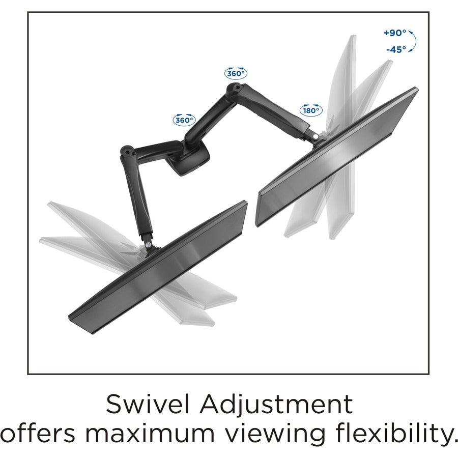 Lorell Mounting Arm for Monitor - Black - Height Adjustable - 2 Display(s) Supported - 14.30 lb Load Capacity - 75 x 75,