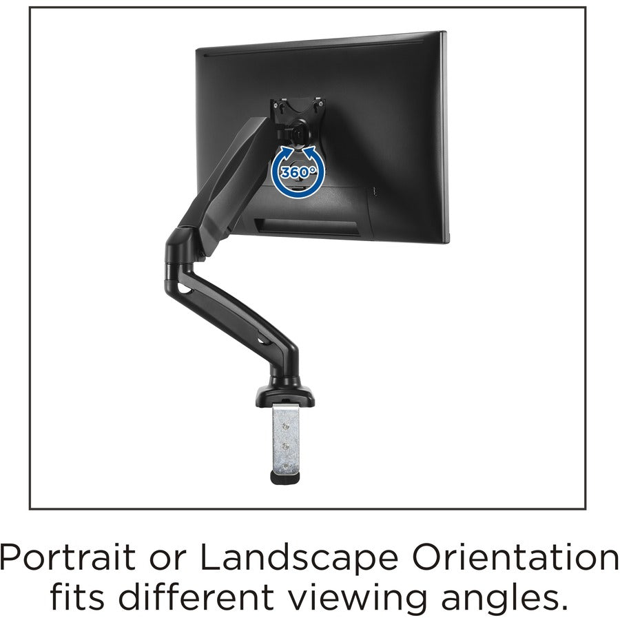 Lorell Mounting Arm for Monitor - Black - Height Adjustable - 1 Display(s) Supported - 14.30 lb Load Capacity - 75 x 75,