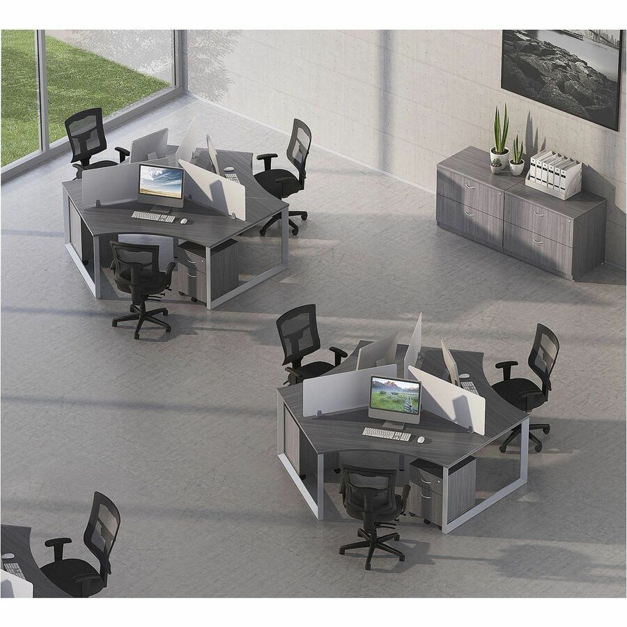 Lorell Relevance Series Curve Worksurface for 120 Workstations - Weathered Charcoal Laminate Rectangle Top - Contemporar