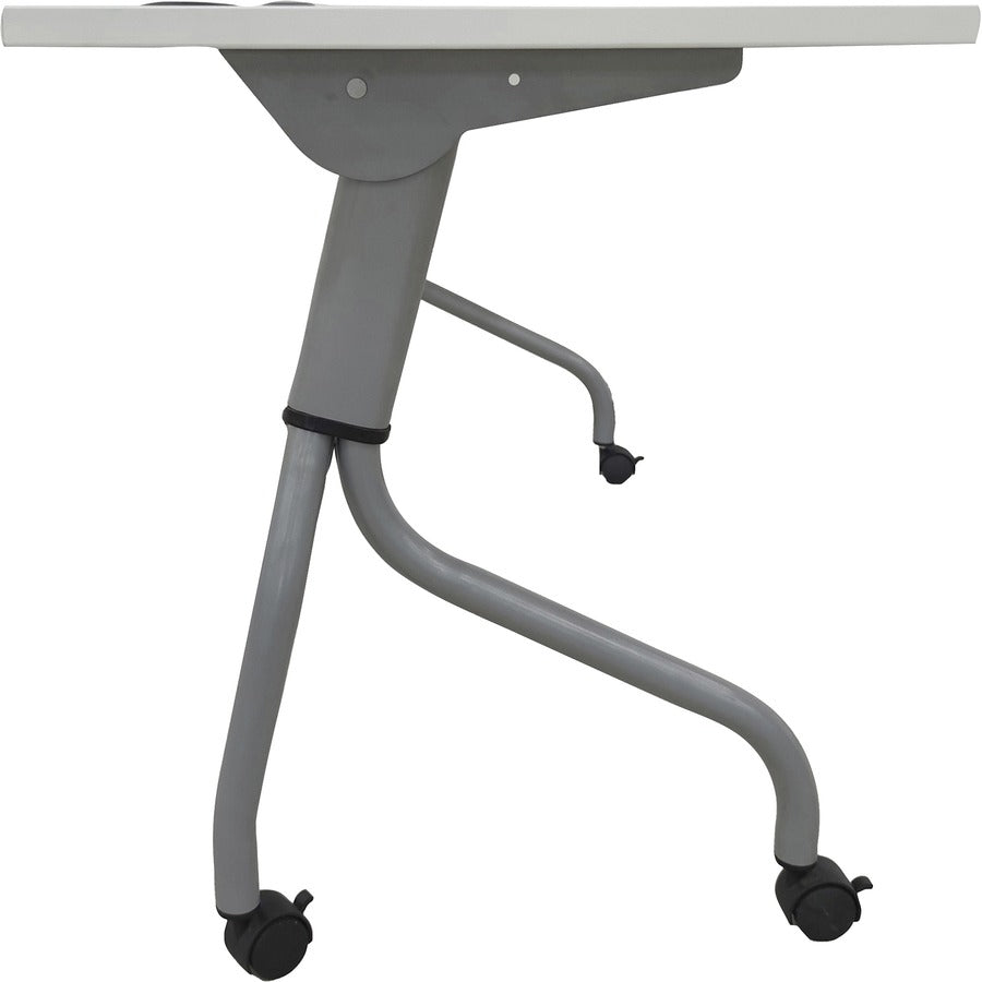 Lorell Preference Flip and Nest Training Table - White Top - Silver Base - 4 Legs - 23.60" Table Top Length x 60" Table 