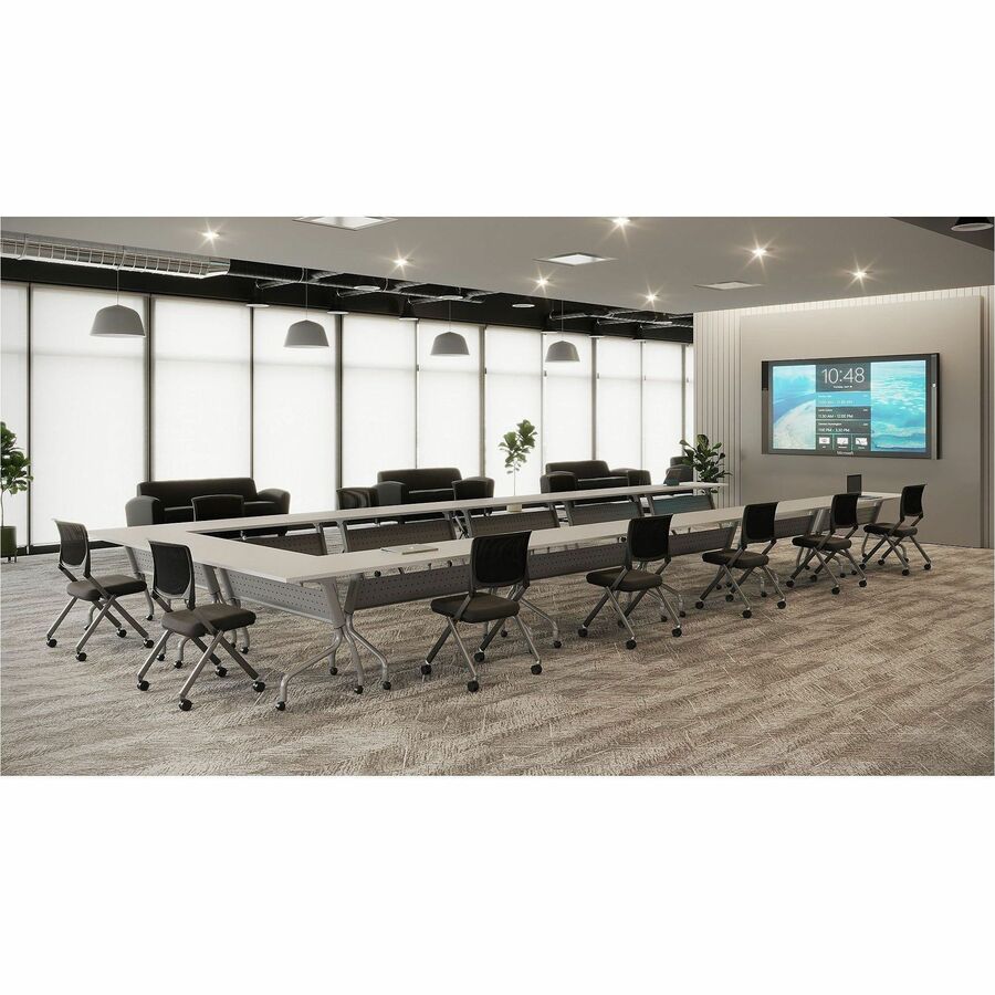Lorell Preference Flip and Nest Training Table - White Top - Silver Base - 4 Legs - 23.60" Table Top Length x 60" Table 