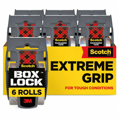 Scotch Box Lock Dispenser Packaging Tape - 22.20 yd Length x 1.88" Width - Clear - Dispenser Included - 6 Rolls/Pack - 6