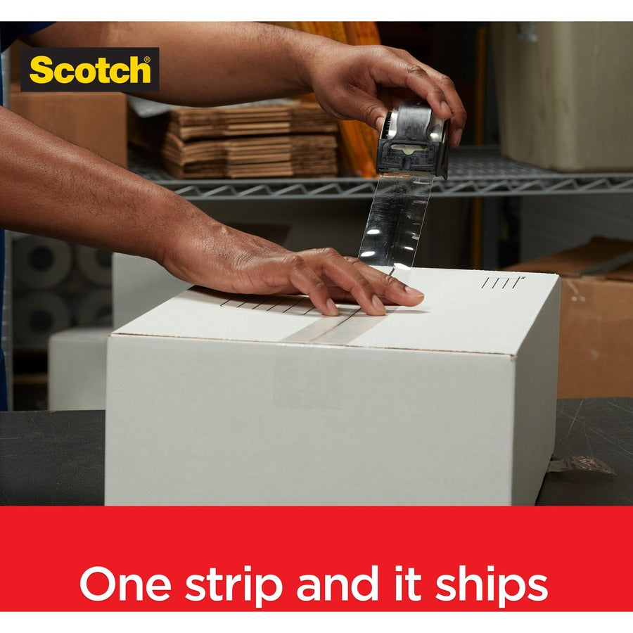 Scotch Box Lock Dispenser Packaging Tape - 22.20 yd Length x 1.88" Width - Clear - Dispenser Included - 6 Rolls/Pack - 6
