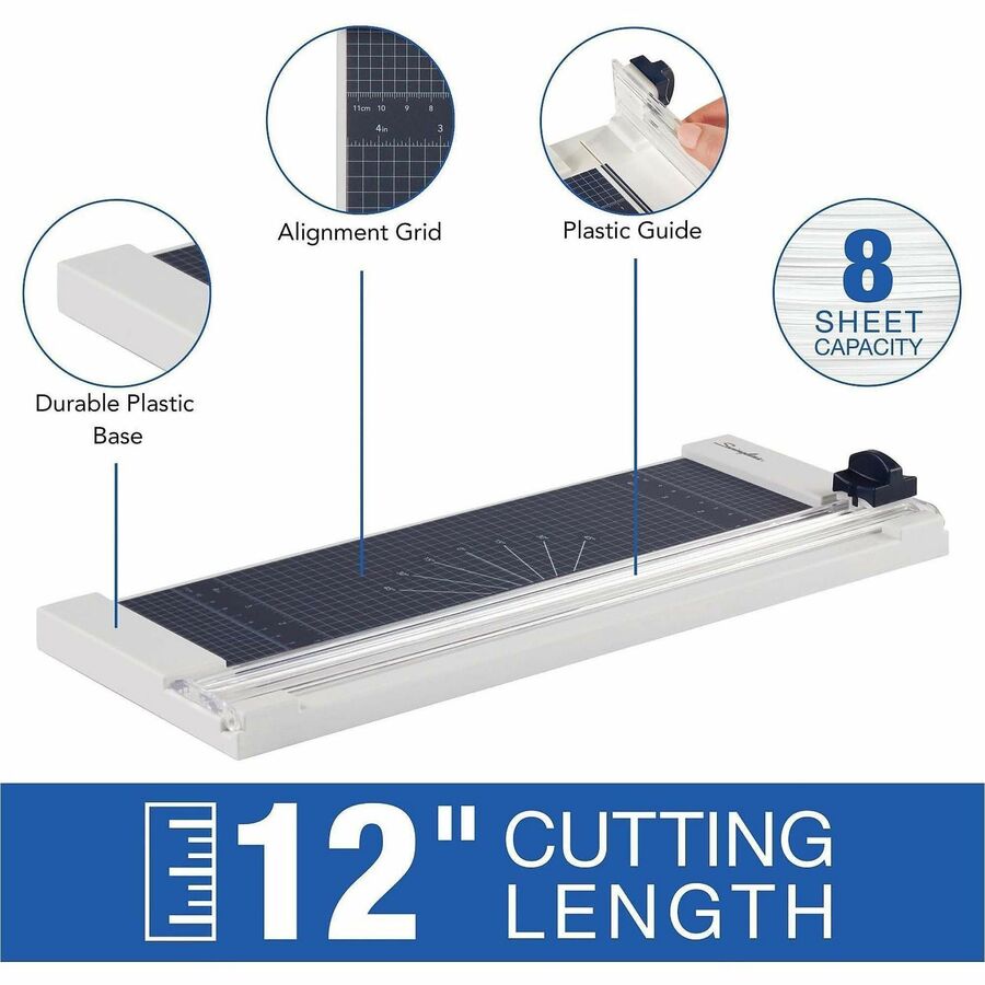 Swingline 1208P Rotary Trimmer - 8 Sheet Cutting Capacity - 12" Cutting Length - Durable, Sturdy, Lightweight, Easy to U
