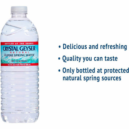 Crystal Geyser Natural Alpine Spring Water - Ready-to-Drink - 16.90 fl oz (500 mL) - Natural - 24 / Carton