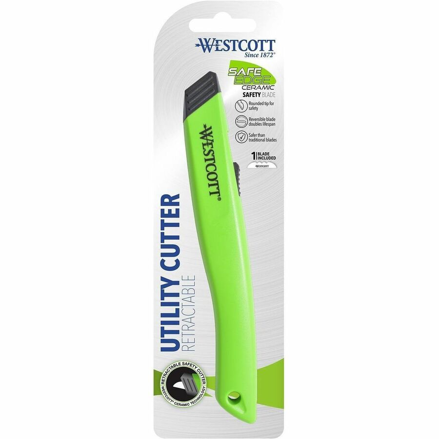 Westcott Ceramic Safety Knife (16475) - Retractable Blade - Ceramic - Green - 1 Each