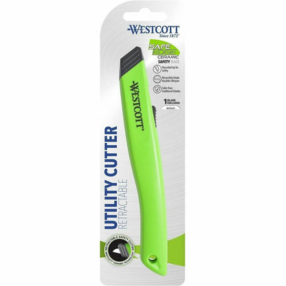 Westcott Ceramic Safety Knife (16475) - Retractable Blade - Ceramic - Green - 1 Each