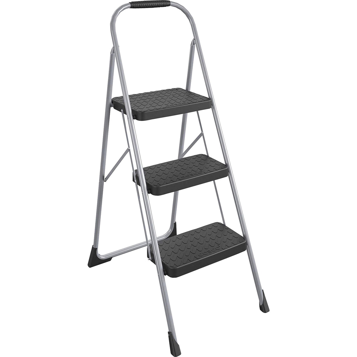 Cosco Ultra-Thin 3-Step Ladder - 3 Step - 200 lb Load Capacity52.8" Height - Black, Platinum - 1 Each