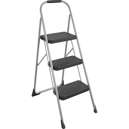 Cosco Ultra-Thin 3-Step Ladder - 3 Step - 200 lb Load Capacity52.8" Height - Black, Platinum - 1 Each
