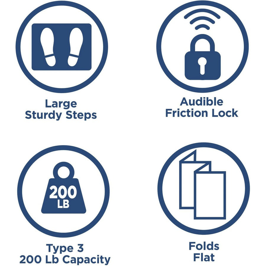 Cosco Ultra-Thin 3-Step Ladder - 3 Step - 200 lb Load Capacity52.8" Height - Black, Platinum - 1 Each