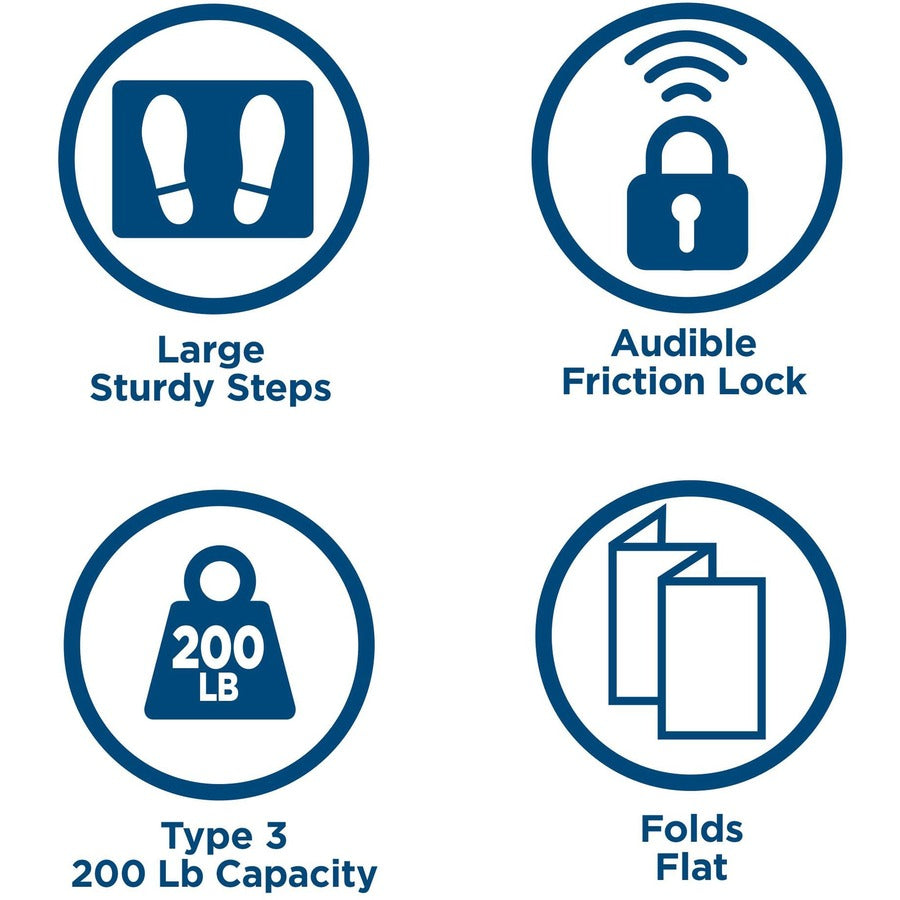 Cosco Ultra-Thin 3-Step Ladder - 3 Step - 200 lb Load Capacity52.8" Height - Black, Platinum - 1 Each