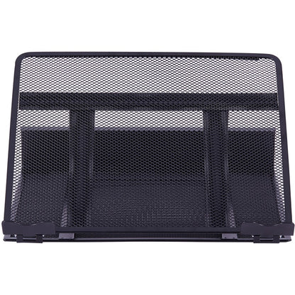 Lorell Mesh Laptop Stand - 3.50" Height x 13" Width x 11.50" Depth - Desktop - Steel, Metal - Black - 1 Each