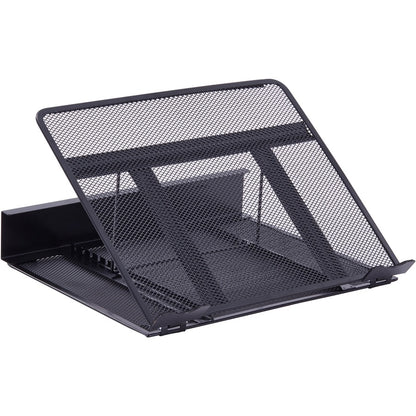 Lorell Mesh Laptop Stand - 3.50" Height x 13" Width x 11.50" Depth - Desktop - Steel, Metal - Black - 1 Each