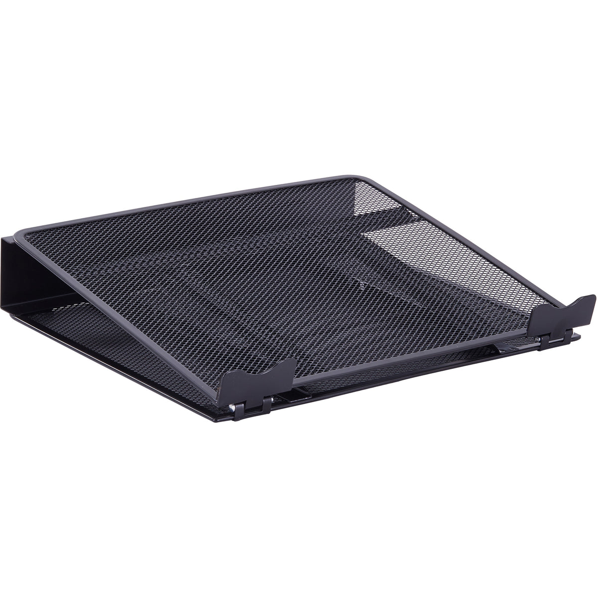 Lorell Mesh Laptop Stand - 3.50" Height x 13" Width x 11.50" Depth - Desktop - Steel, Metal - Black - 1 Each