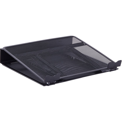 Lorell Mesh Laptop Stand - 3.50" Height x 13" Width x 11.50" Depth - Desktop - Steel, Metal - Black - 1 Each