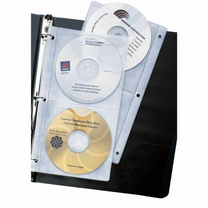 Avery® CD Pages - 4 x CD/DVD Capacity - 3 x Holes - Ring Binder - Top Loading - Clear - Polypropylene - 5 / Pack