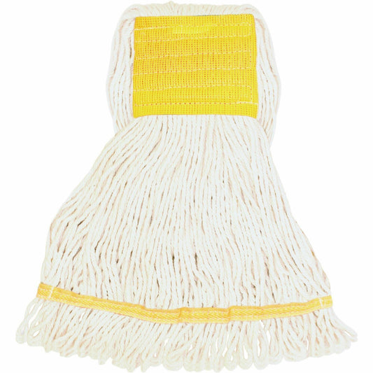 Genuine Joe Wide Band Small Mophead - Small - Looped Ends, Durable, Launderable, Wide Headband, Mesh Band - Rayon, Cotto