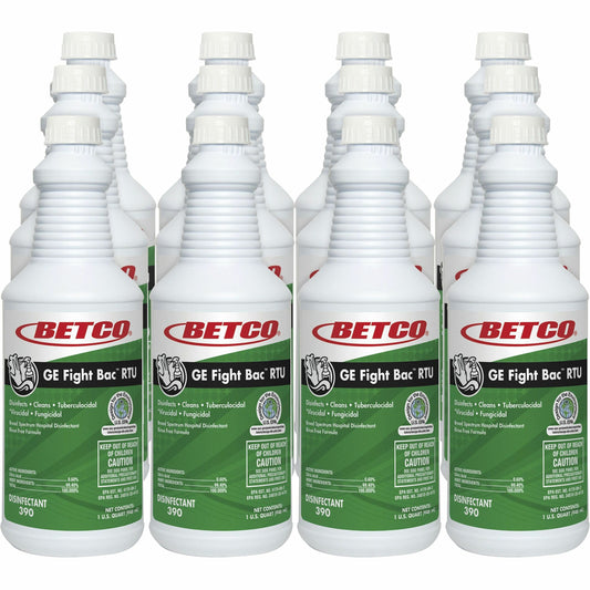 Betco GE Fight Bac RTU Disinfectant - Ready-To-Use - 32 fl oz (1 quart) - Fresh Scent - Rinse-free, Non-irritating - Cle