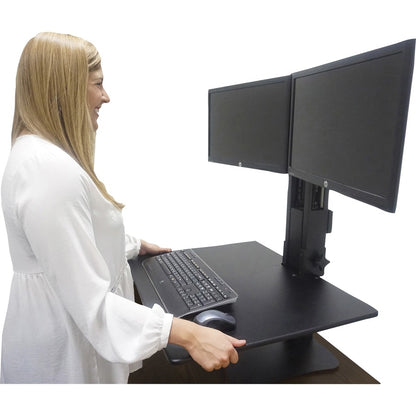 Victor DC350 Dual Monitor Sit-Stand Desk Converter - Up to 24" Screen Support - 25 lb Load Capacity - 20" Height x 28" W