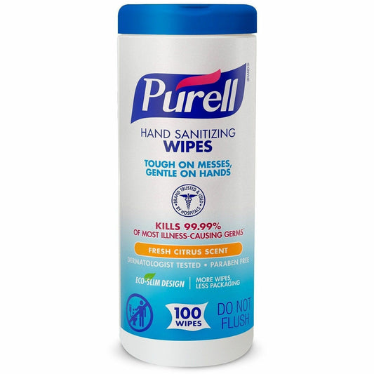 PURELL® Sanitizing Wipes - Fresh Citrus - White - 100/Tub - 1 Each
