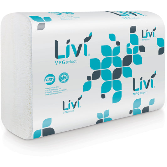 Livi 50861 - VPG Select Multifold Towel - 1 Ply - Multifold - 9.45" Width x 10.55" Length - White - Virgin Fiber - 220/P