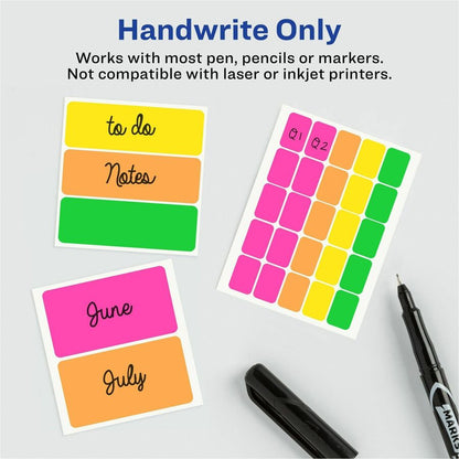 Avery® Removable Labels, 1/2" x 3/4" , Neon, 525 Total (6721) - 3/4" Height x 1/2" Width x 3/4" Length - Removable Adhes