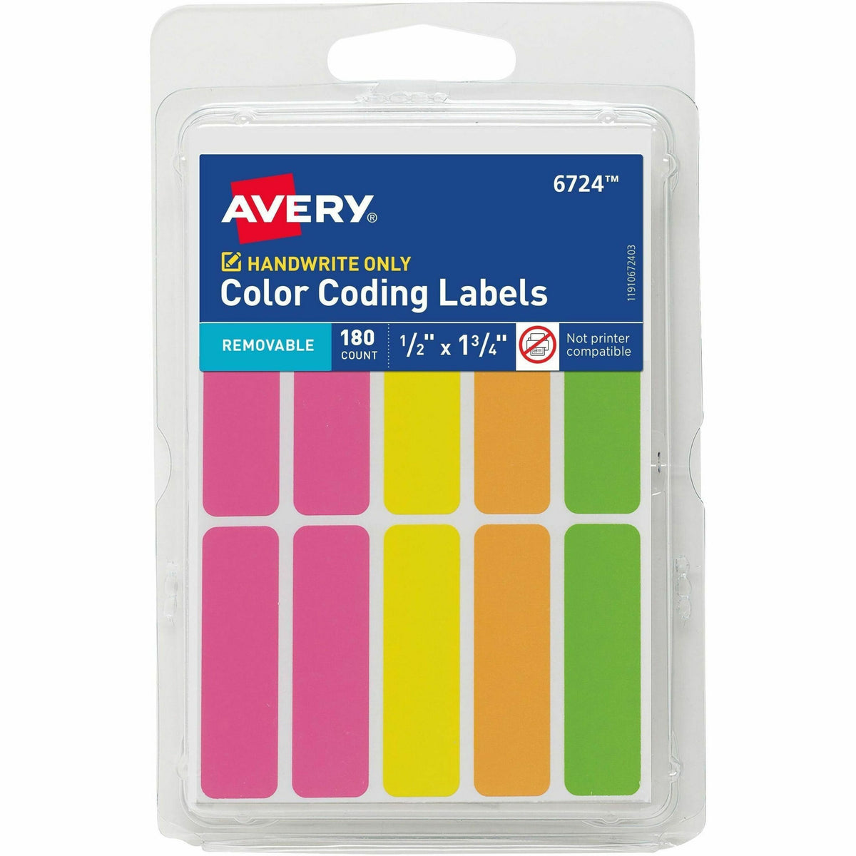 Avery® Rectangular Removable Color Coding Labels on Small Sheets - 1/2" Height x 1/2" Width x 1 3/4" Length - Removable 