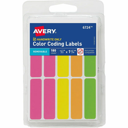 Avery® Rectangular Removable Color Coding Labels on Small Sheets - 1/2" Height x 1/2" Width x 1 3/4" Length - Removable 