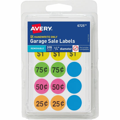 Avery® Garage Sale Labels on Small Sheets - 3/4" Diameter - Removable Adhesive - Round - Matte - 1 Carton