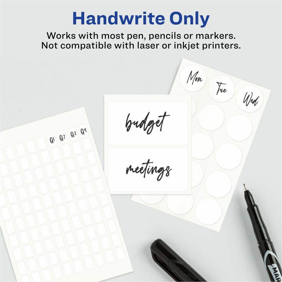 Avery® Removable Multi-Use ID Labels on Small Sheets - Handwrite Only - 1" Height x 3" Width - Removable Adhesive - Rect