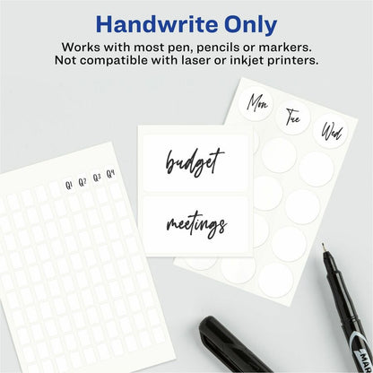 Avery® Removable Multi-Use ID Labels on Small Sheets - Handwrite Only - 1" Height x 3" Width - Removable Adhesive - Rect