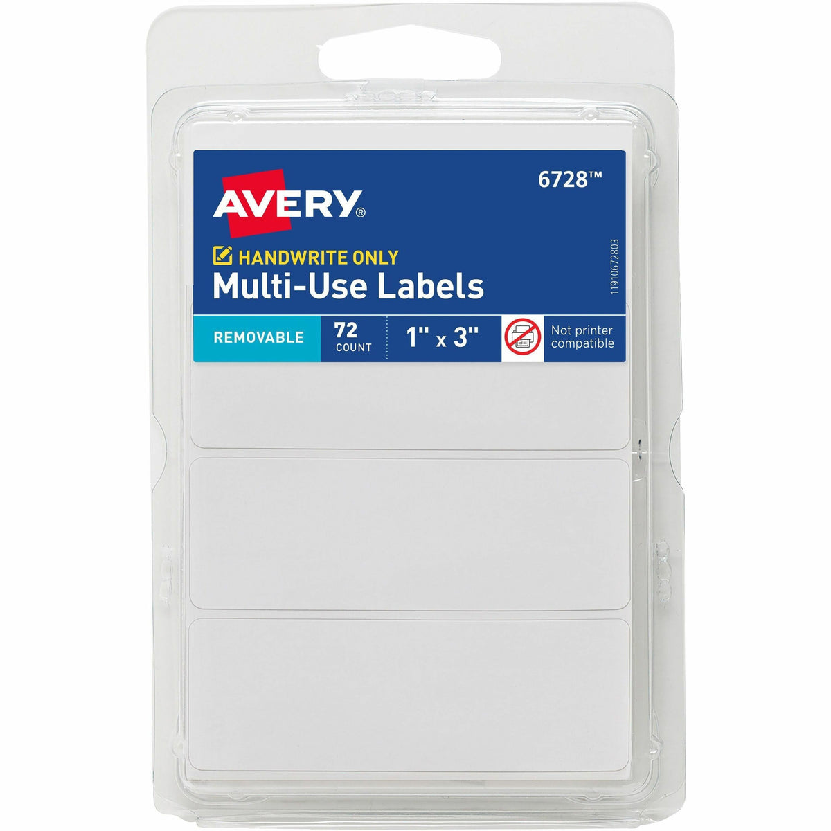 Avery® Removable Multi-Use ID Labels on Small Sheets - Handwrite Only - 1" Height x 3" Width - Removable Adhesive - Rect