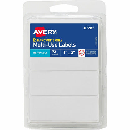 Avery® Removable Multi-Use ID Labels on Small Sheets - Handwrite Only - 1" Height x 3" Width - Removable Adhesive - Rect