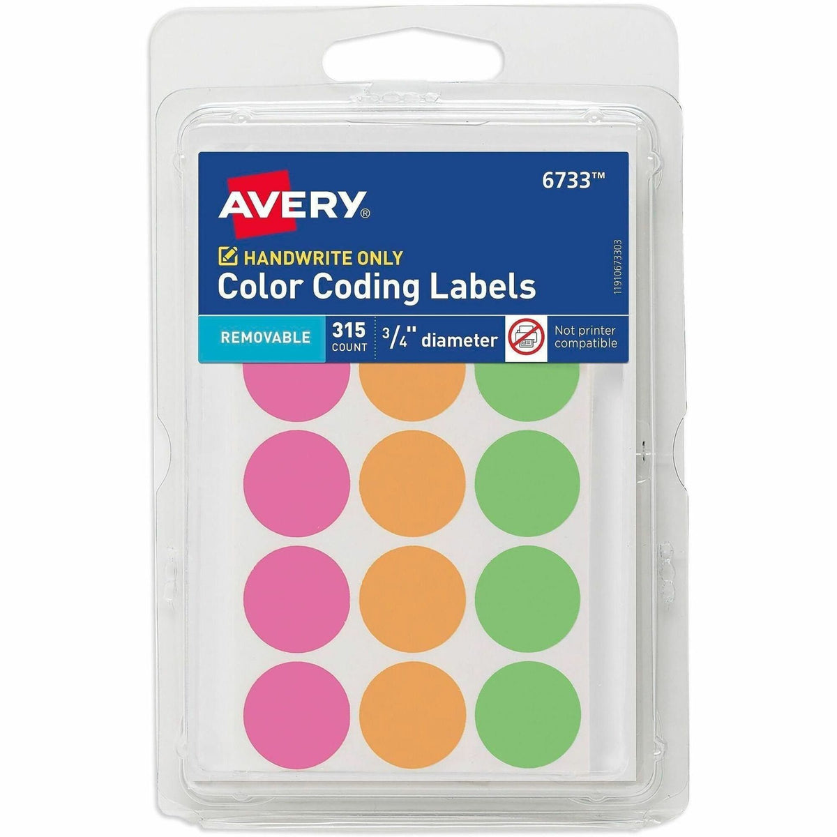 Avery® 3/4" Round Removable Color Coding Labels - Handwrite Only - 3/4" Diameter - Removable Adhesive - Round - 1 Carton