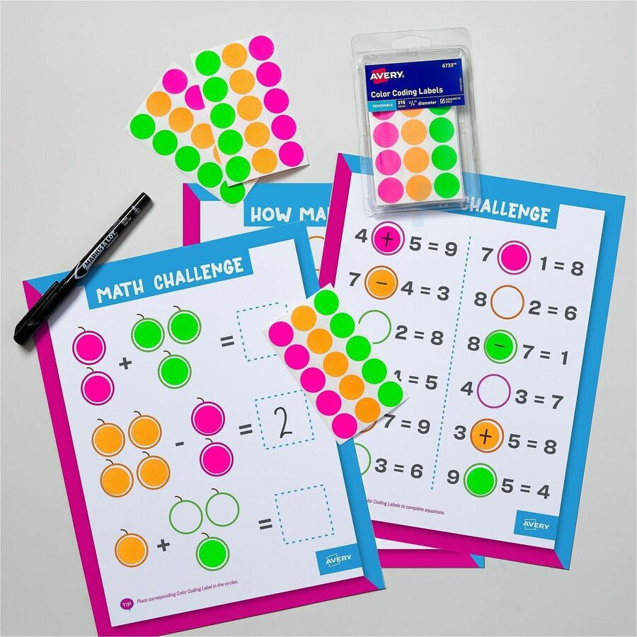 Avery® 3/4" Round Removable Color Coding Labels - Handwrite Only - 3/4" Diameter - Removable Adhesive - Round - 1 Carton