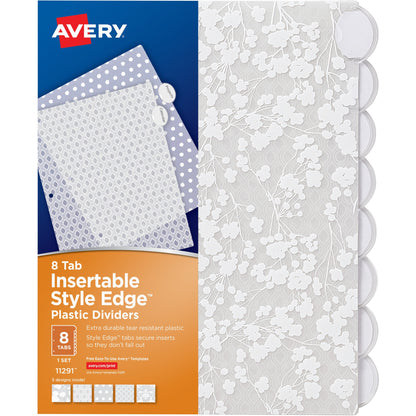 Avery® Style Edge Insertable Plastic Dividers - 8 x Divider(s) - 8 Tab(s) - 8 - 8 Tab(s)/Set - 8.5" Divider Width x 11" 