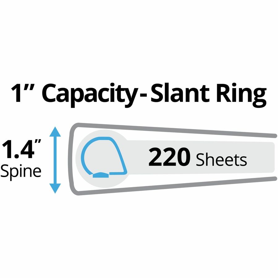 Avery® Durable View 3 Ring Binder, 1" Slant Rings, 1 Chartreuse Binder (17263) - 1" Binder Capacity - Letter - 8 1/2" x 