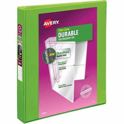 Avery® Durable View 3 Ring Binder, 1" Slant Rings, 1 Chartreuse Binder (17263) - 1" Binder Capacity - Letter - 8 1/2" x 