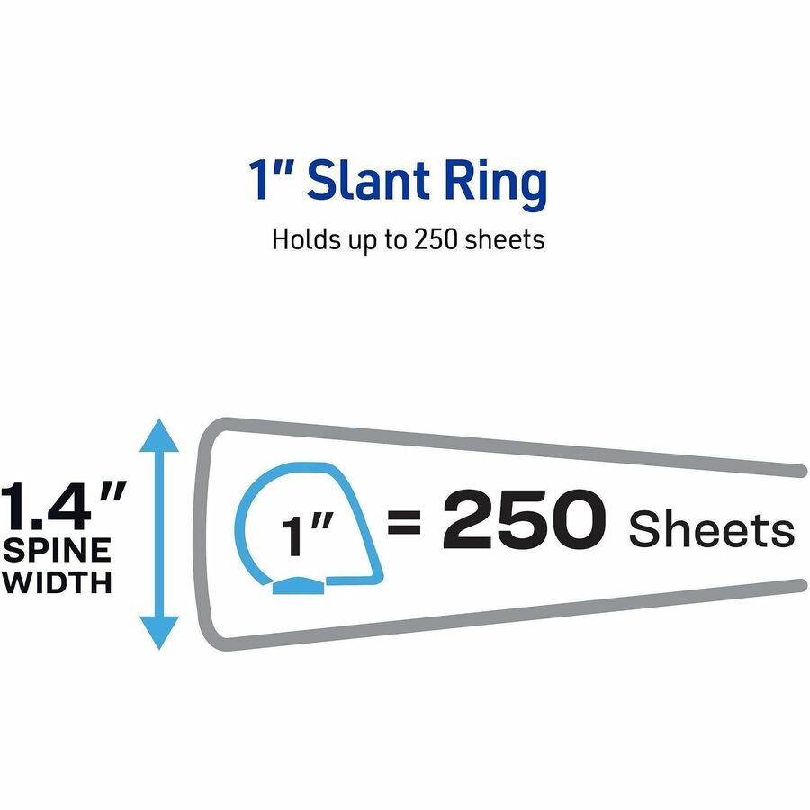 Avery® Durable View Binders with Slant Rings - 1" Binder Capacity - Letter - 8 1/2" x 11" Sheet Size - 250 Sheet Capacit